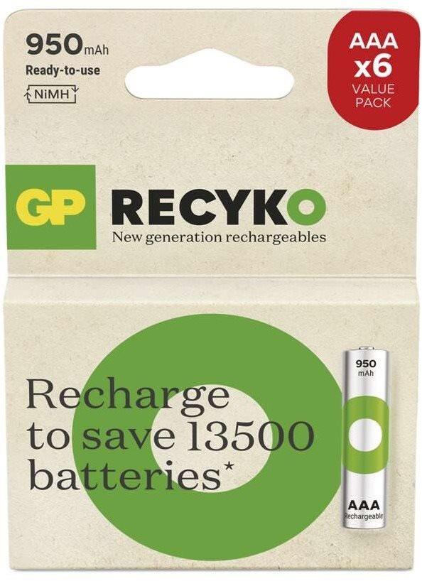 Nabíjateľná batéria GP Nabíjateľná batéria ReCyko 950 AAA (HR03), 6 ks
