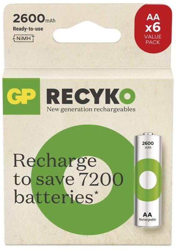 Nabíjateľná batéria GP Nabíjateľná batéria ReCyko 2600 AA (HR6), 6 ks
