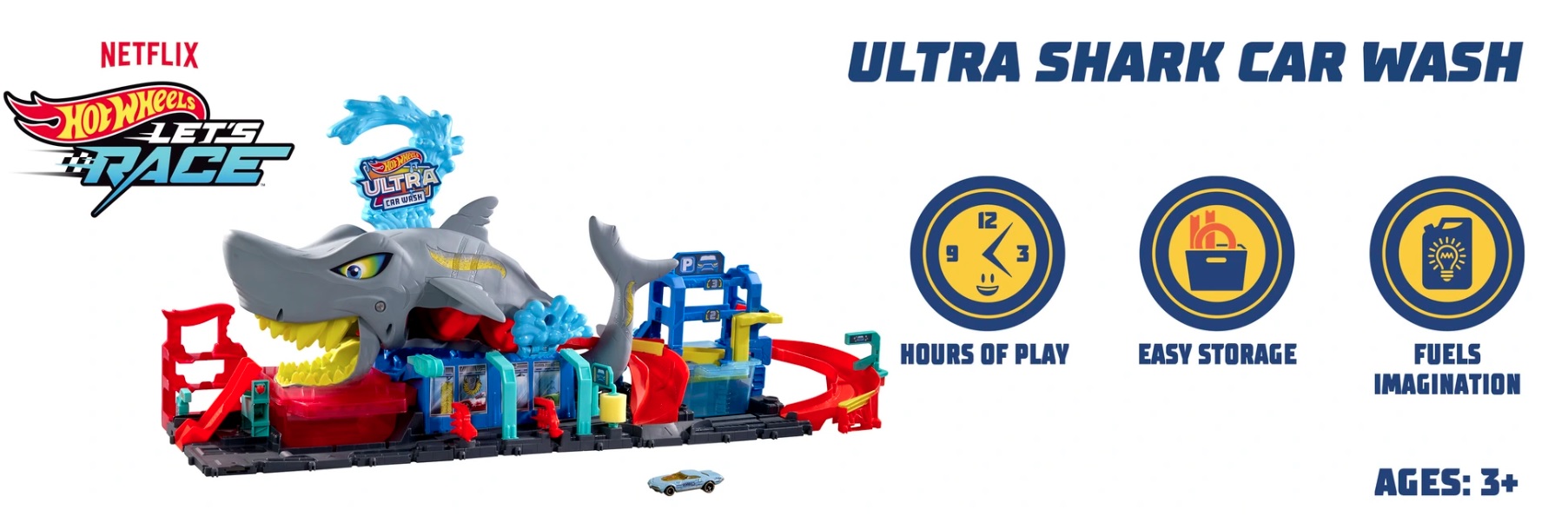 Autodráha Hot Wheels City Color Reveal autoumývačka so žralokom a angličákom 1:64