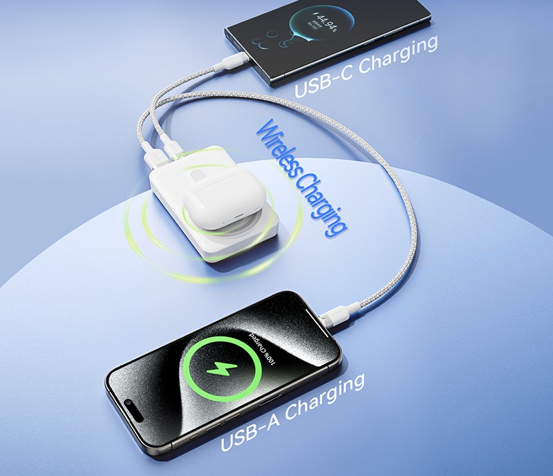 Powerbanka Vention 10000mAh Magnetic Wireless Power Bank 22.5 W Black LED Display Type