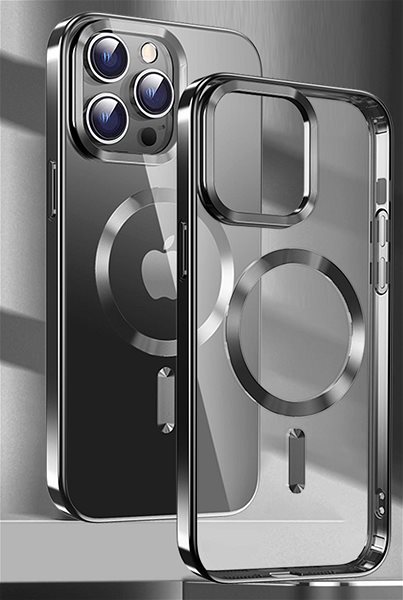 Kryt na mobil Swissten Clear Jelly MagStick Metallic pre iPhone 12/12 Pro čierny