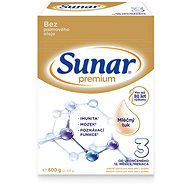 Sunar Premium 3 Dojčenské mlieko 6× 600 g + 2× FROSCH Baby Hypoalergénny umývací prostriedok 500 ml - Dojčenské mlieko