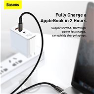 Baseus Tungsten Gold Fast Charging Data Cable Type-C (USB-C) 100 W 2 m Black - Dátový kábel