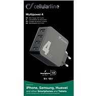 Cellularline Multipower 4 s technológiou Smartphone Detect 4× USB port 42 W čierna - Nabíjačka do siete