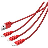 ORICO 3 in 1 3A Nylon Braided Charge & Sync Cable 1,2 m Red - Dátový kábel