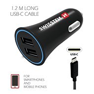 Swissten adaptér 2.4A + kábel USB-C 1.2 m - Nabíjačka do auta
