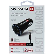 Swissten adaptér 2.4A + kábel USB-C 1.2 m - Nabíjačka do auta