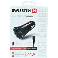 Swissten adaptér 2,4 A + kábel lightning 1,2 m - Nabíjačka do auta