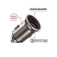 Swissten CL adaptér Power Delivery USB-C + Quick Charge 3.0 36 W metal strieborná - Nabíjačka do auta