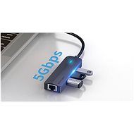 Vention Type-C (USB-C) to 3× USB 3.0/RJ45/Micro-B HUB 0,15 m Black ABS Type - USB hub