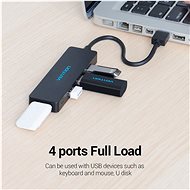 Vention USB HUB 3.0 4-ports 0,15 m Black - USB hub