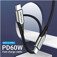 Vention Type-C (USB-C) 2.0 (M) to USB-C (M) Cable 2m Gray Aluminum Alloy Type - Dátový kábel