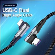 Vention Type-C (USB-C) 2.0 to USB-C Dual Right Angle 0.5 M Gray Aluminum Alloy Type - Dátový kábel
