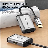 Vention HDMI to HDMI + VGA Converter 0,15 m Gray Metal Type - Redukcia