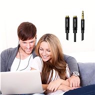 Vention Fabric Braided 3,5 mm Male to 2× 3,5 mm Female Stereo Splitter Cable 0,3 m Black Metal Type - Audio kábel