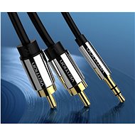 Vention 3,5 mm Jack Male to 2× RCA Male Audio Cable 3 m Black Metal Type - Audio kábel