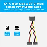 Vention SATA 15P (M) to 2x 15P SATA 90° (F) Power Splitter Cable 0.15m Black - Napájací kábel