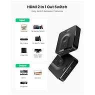 Ugreen 2x HDMI Bi-Directional Switcher Black - Switch