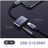 Ugreen Type-C (USB-C) To 3,5 mm Jack (F) + Type-C (F) Adaptér Silver - Redukcia