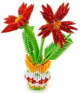 3D ľahké origami váza s kvetinami