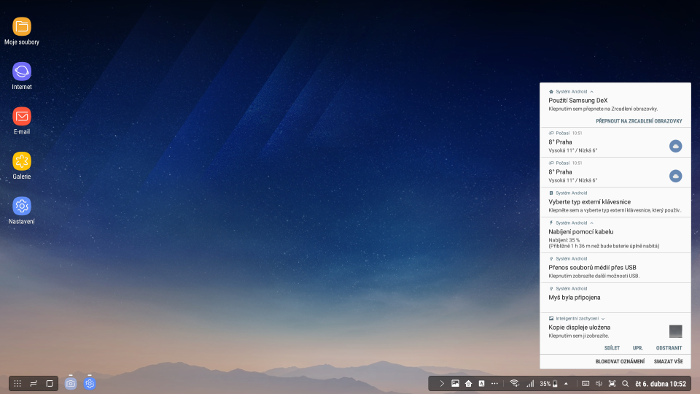 Samsung DeX, notifikačná lišta