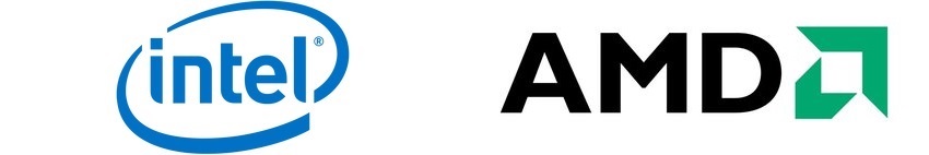 Loga spoločností Intel a AMD