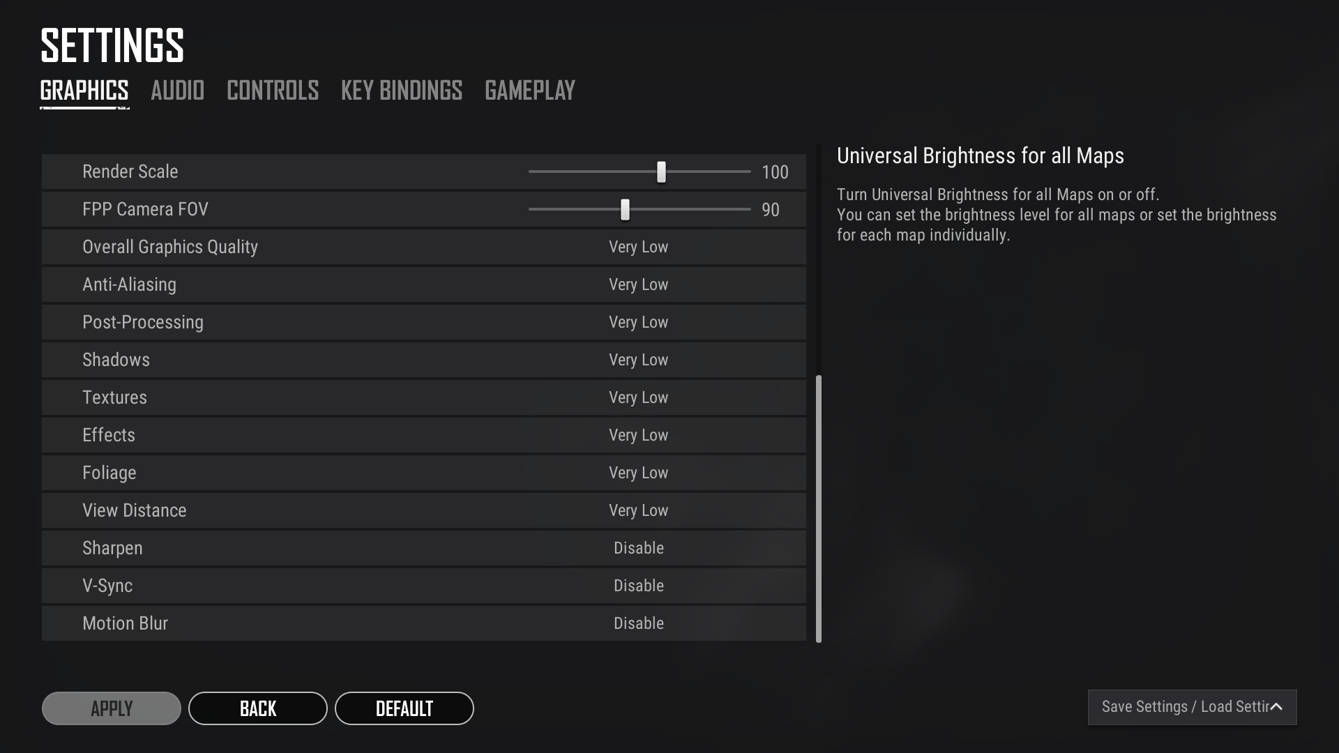 PUBG; nastavenie videa