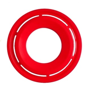 Červené rekreačné frisbee s otvorom uprostred