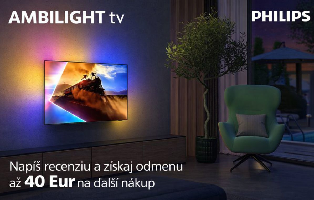 Philips Ambilight TV recenzie voucher akcie 2026
