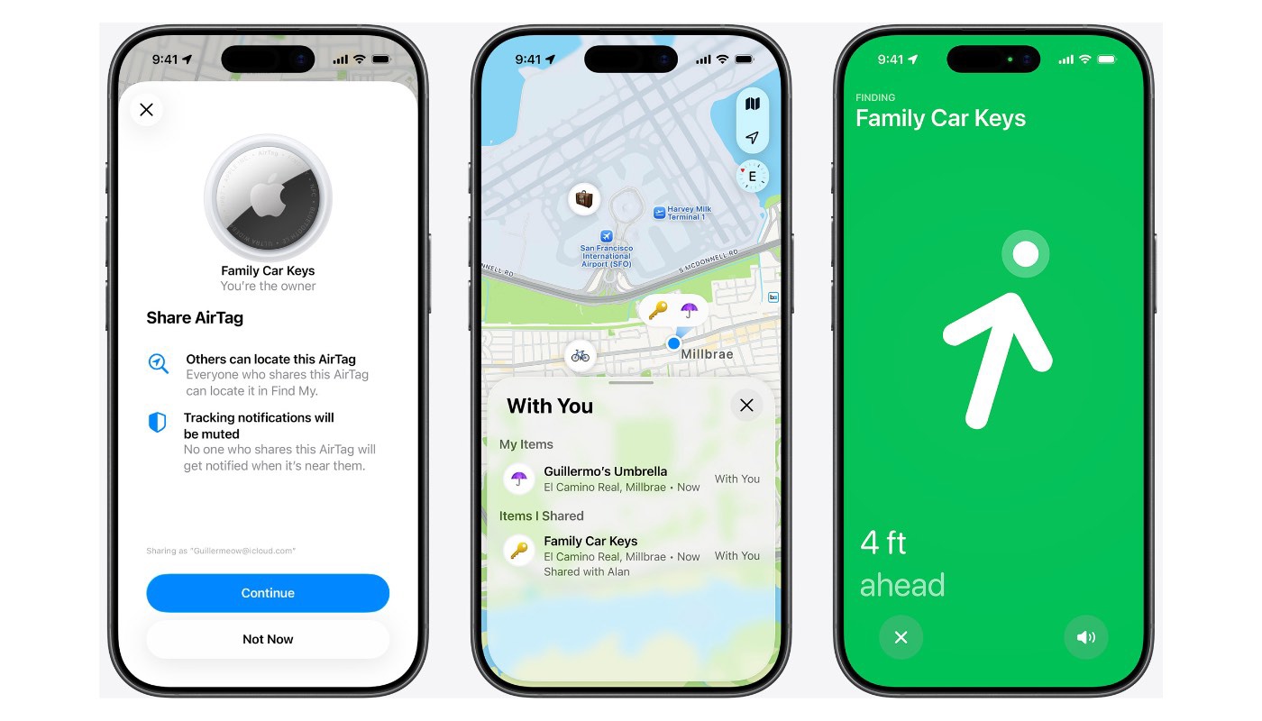 Apple AirTag 2. generácia, aplikácie Nájsť