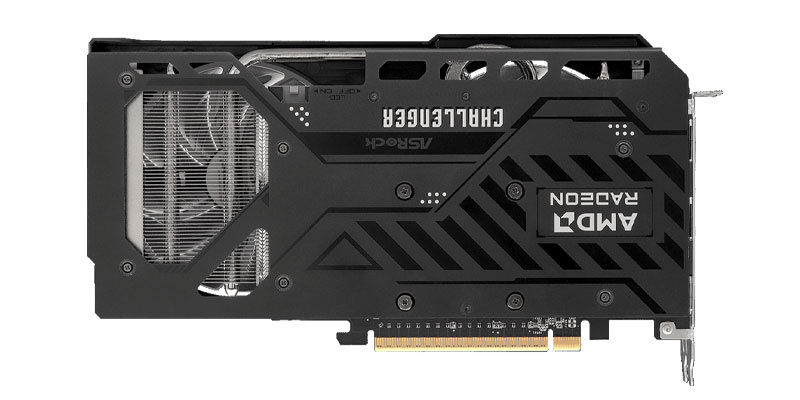 ASRock RX 9060 XT Challenger 16G OC; zadná strana