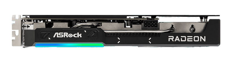 ASRock RX 9060 XT Challenger 16G OC; horná strana 