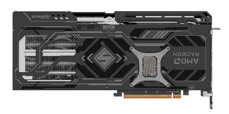 ASRock RX 9070 XT Steel Legend Dark 16G; zadná strana