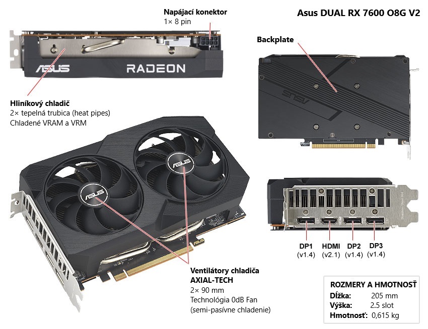 Asus DUAL RX 7600 08G V2 popis
