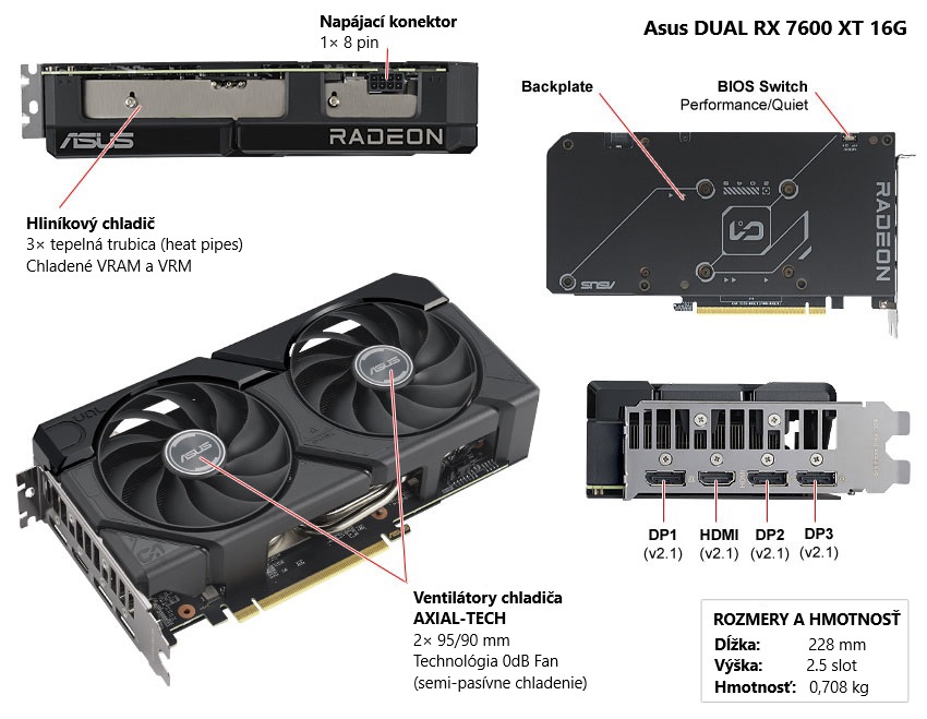 Asus DUAL RX 7600 XT 016G popis