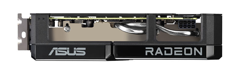 Asus DUAL RX 9060 XT 16G; horná strana 
