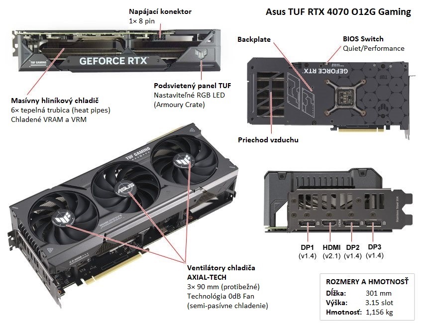 Asus TUF RTX 4070 O12G Gaming popis