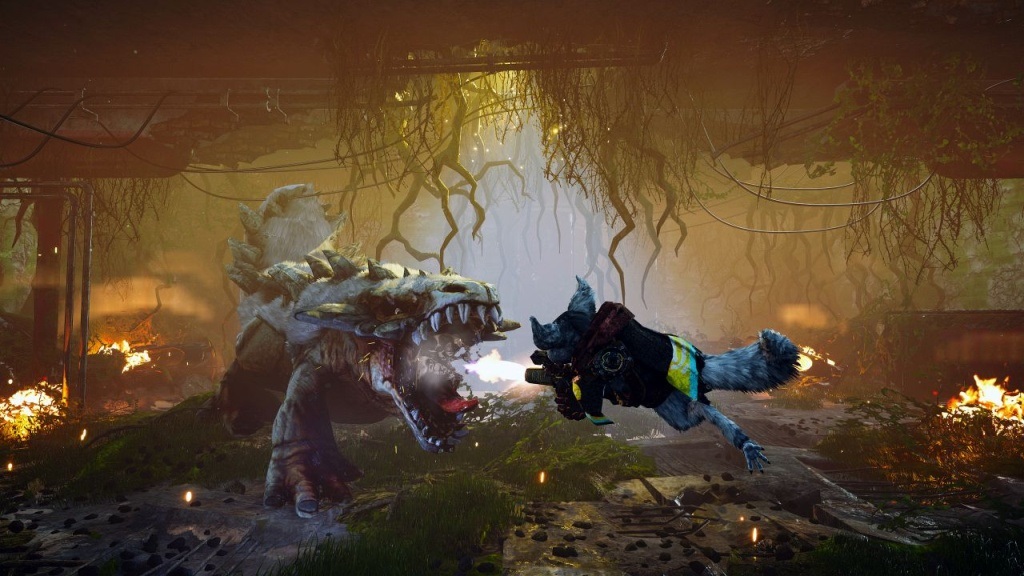 Biomutant; screenshot: streľba počas letu