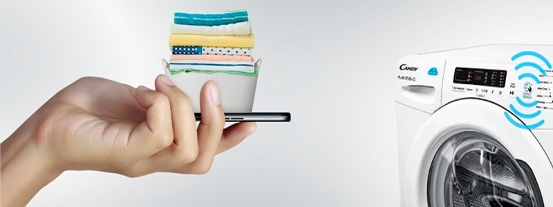Candy Smart Touch; práčka; bielizeň; mobil
