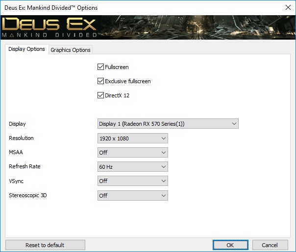 Deus Ex: Mankind Divided nastavenie testu 1