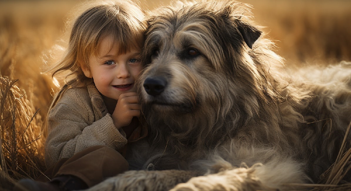 Dieťa a pes. Vygenerované s pomocou Midjourney.