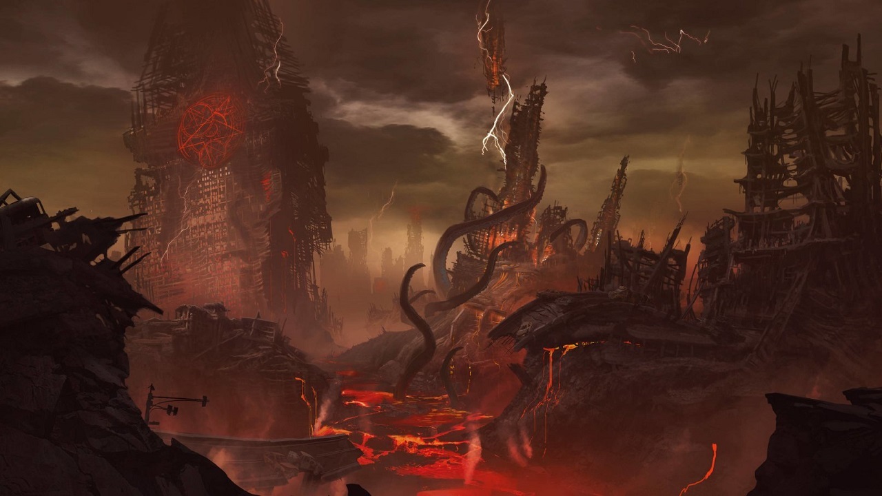 DOOM Eternal; screenshot: peklo na zemi