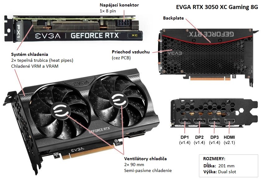 EVGA RTX 3050 XC GAMING 8G popis