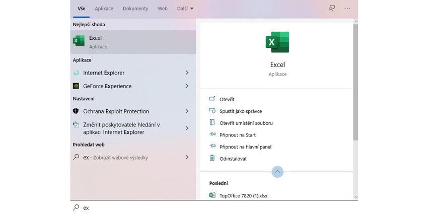 Excel; ikonka; zástupca
