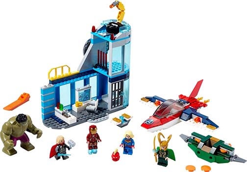 LEGO figúrky Avengers Loki, Iron Man, Hulk, Thor a Captain Marvel