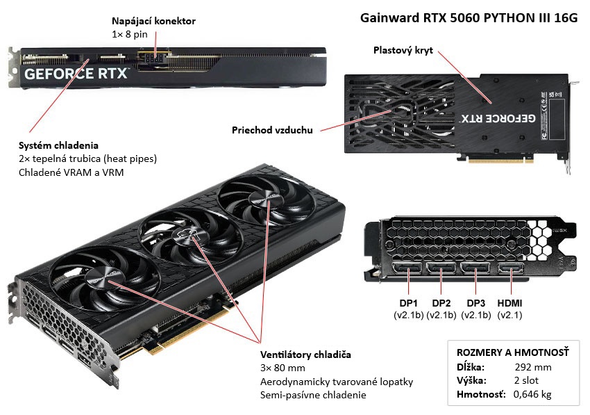 Gainward RTX 5060 PYTHON III 8G popis