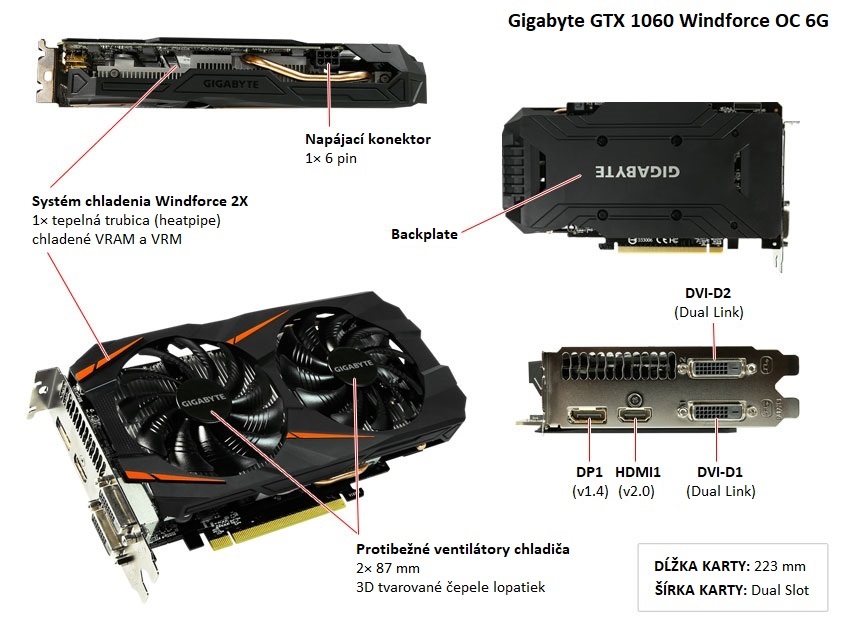 Gigabyte GTX 1060 Windforce OC 6G popis