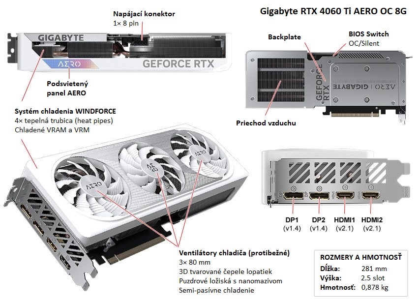 Gigabyte RTX 4060 Ti AERO OC 8G popis