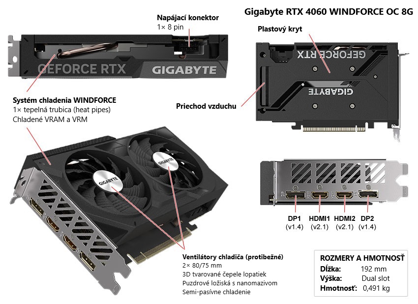 Gigabyte RTX 4060 WINDFORCE OC 8G popis