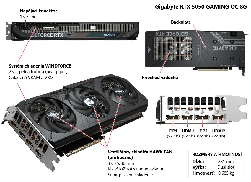 Gigabyte RTX 5050 GAMING OC 8G popis